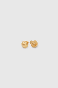 Ghost view CAMILLA AND MARC Eagan Studs in gold with petite semi‑sphere design and ruched texture.