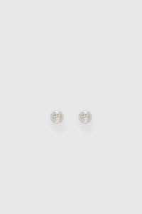 Ghost view CAMILLA AND MARC Eagan Studs in silver with petite semi‑sphere design and ruched texture.