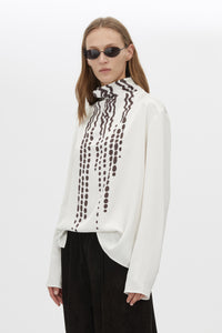 Cropped view CAMILLA AND MARC Edison Top in Edison Print with bespoke print and full long sleeves.