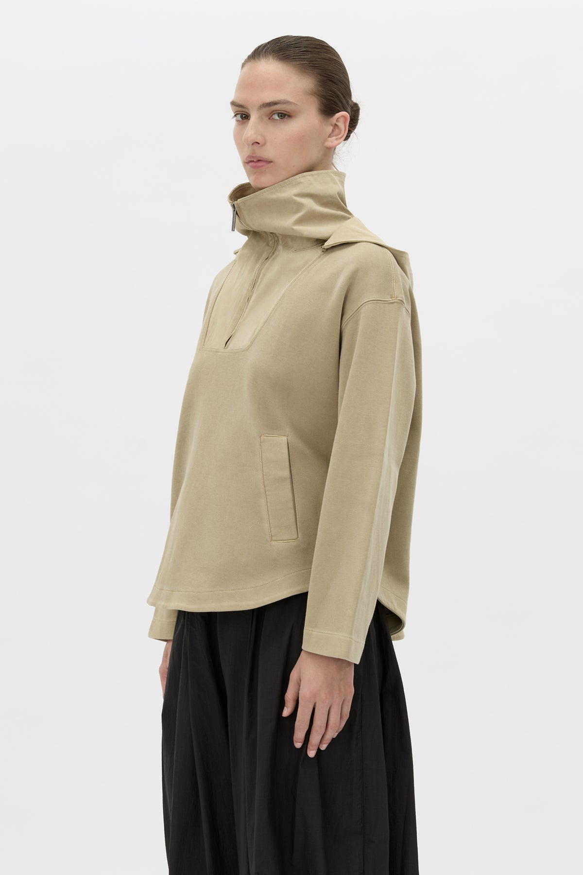 Cropped view CAMILLA AND MARC Eira hooded pullover in oyster.