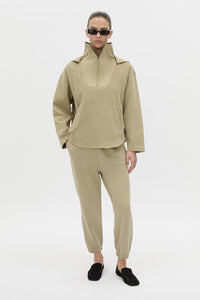 Styled view CAMILLA AND MARC Eira hooded pullover in oyster.
