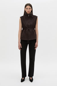 Front view CAMILLA AND MARC Eira sleeveless vest in hickory.