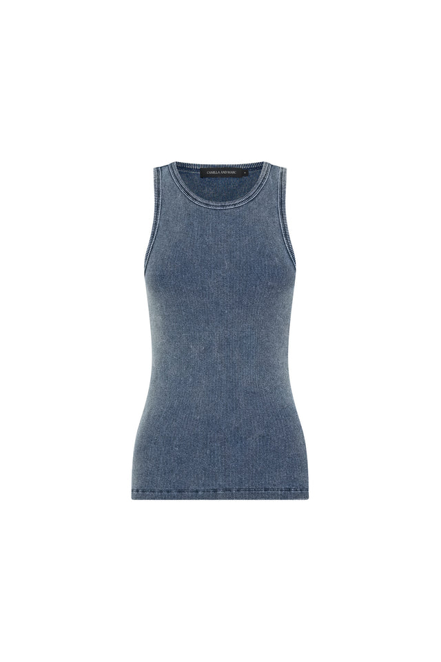 Elara Rib Logo Tank in Classic Blue CAMILLA AND MARCÆ C&M