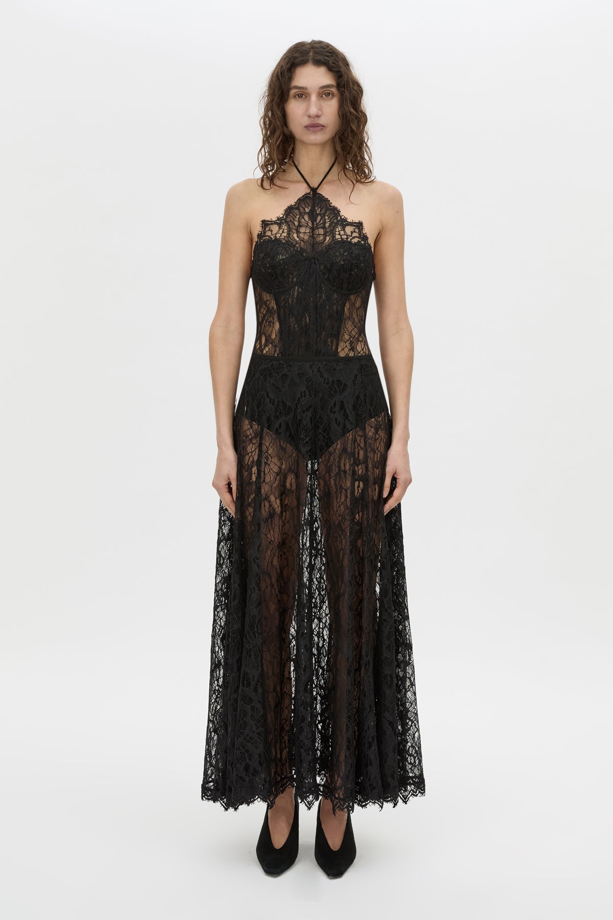 Front-styled-3 view CAMILLA AND MARC Elaris maxi skirt in black.