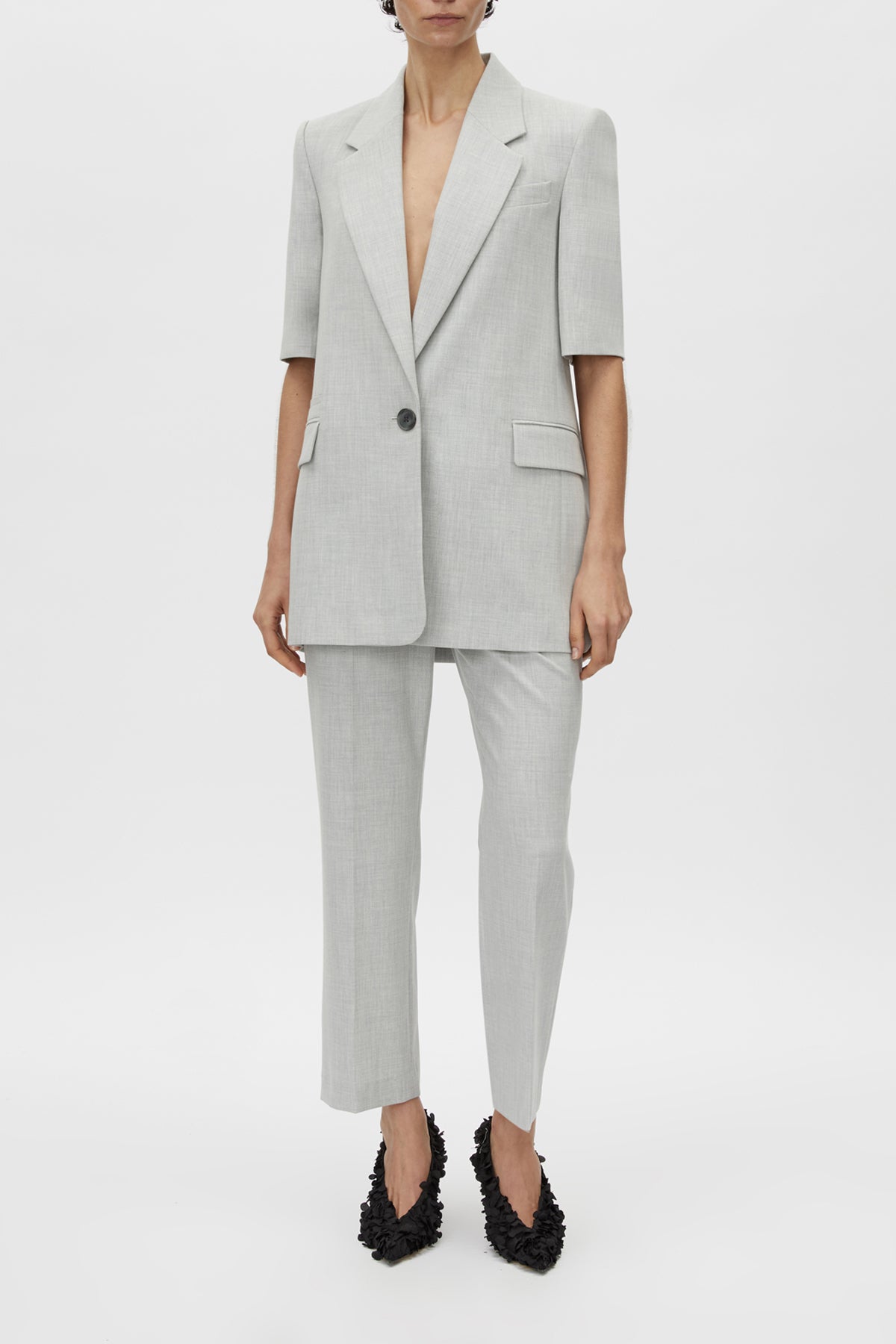 Eldh Blazer - CAMILLA AND MARC Eldh grey marle tailored short sleeve blazer