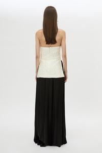 Back view CAMILLA AND MARC Elise Top in Cream with sculpted fit, off‑shoulder design and side hem splits.