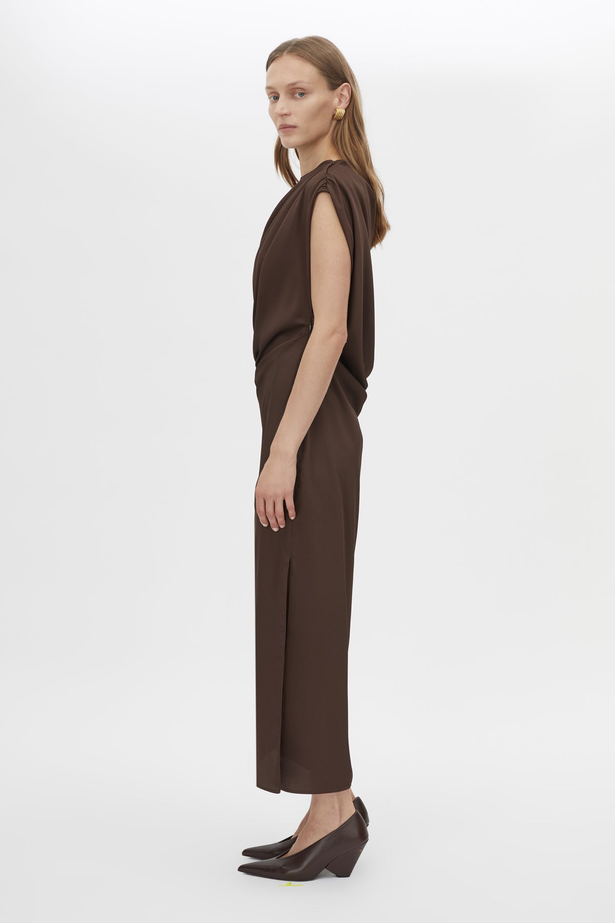 Elowyn Drape Detail Midi Dress