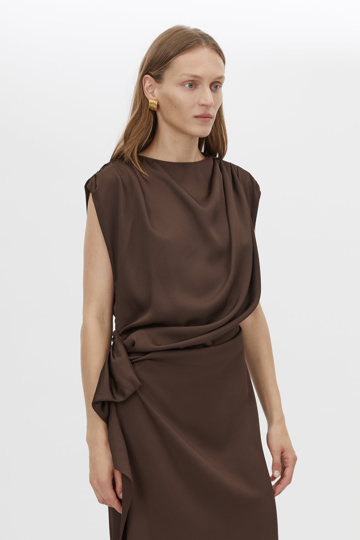 Elowyn Drape Detail Midi Dress