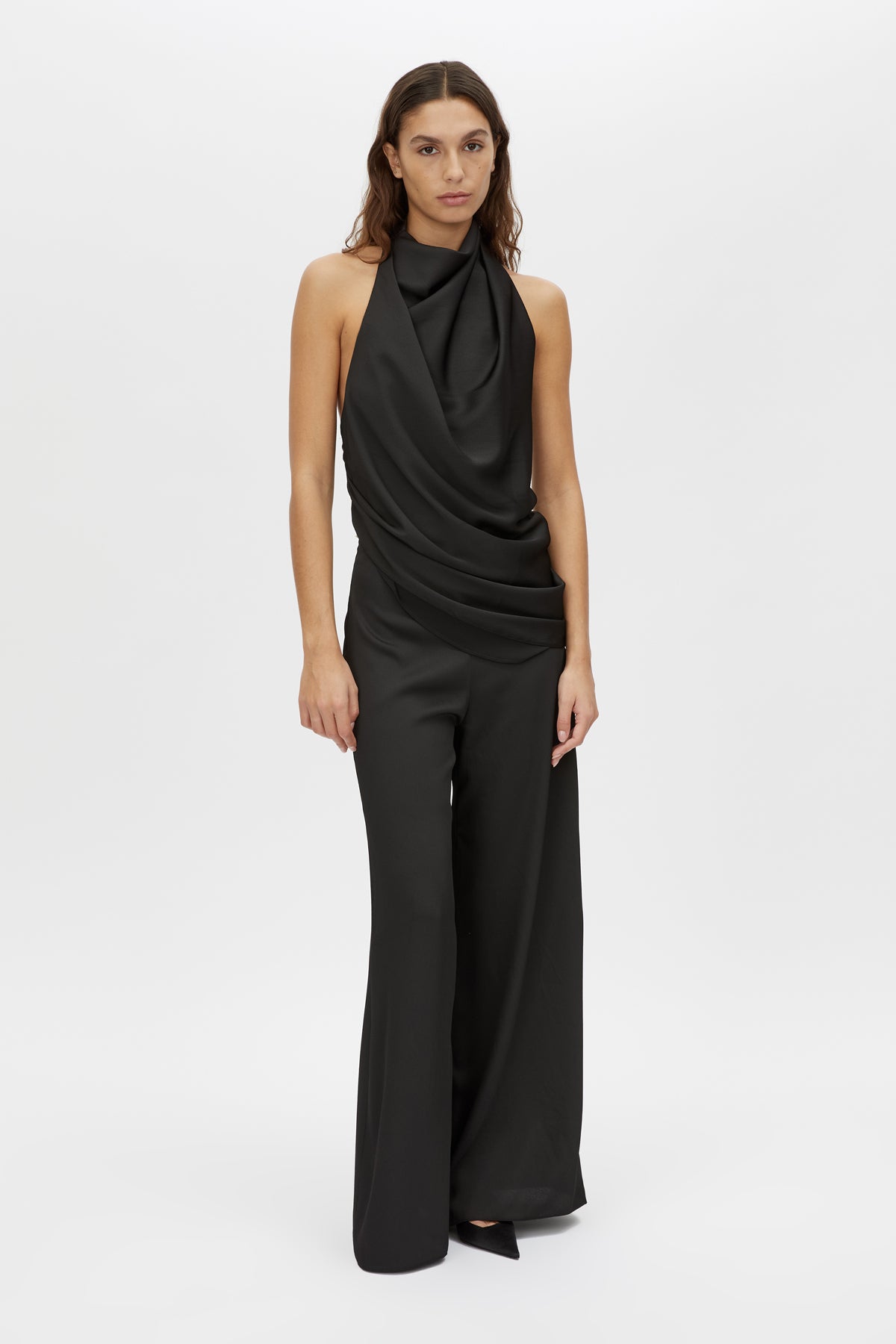 Elowyn Halter Top - CAMILLA AND MARC Elowyn draped open-back sleeveless halter top in black