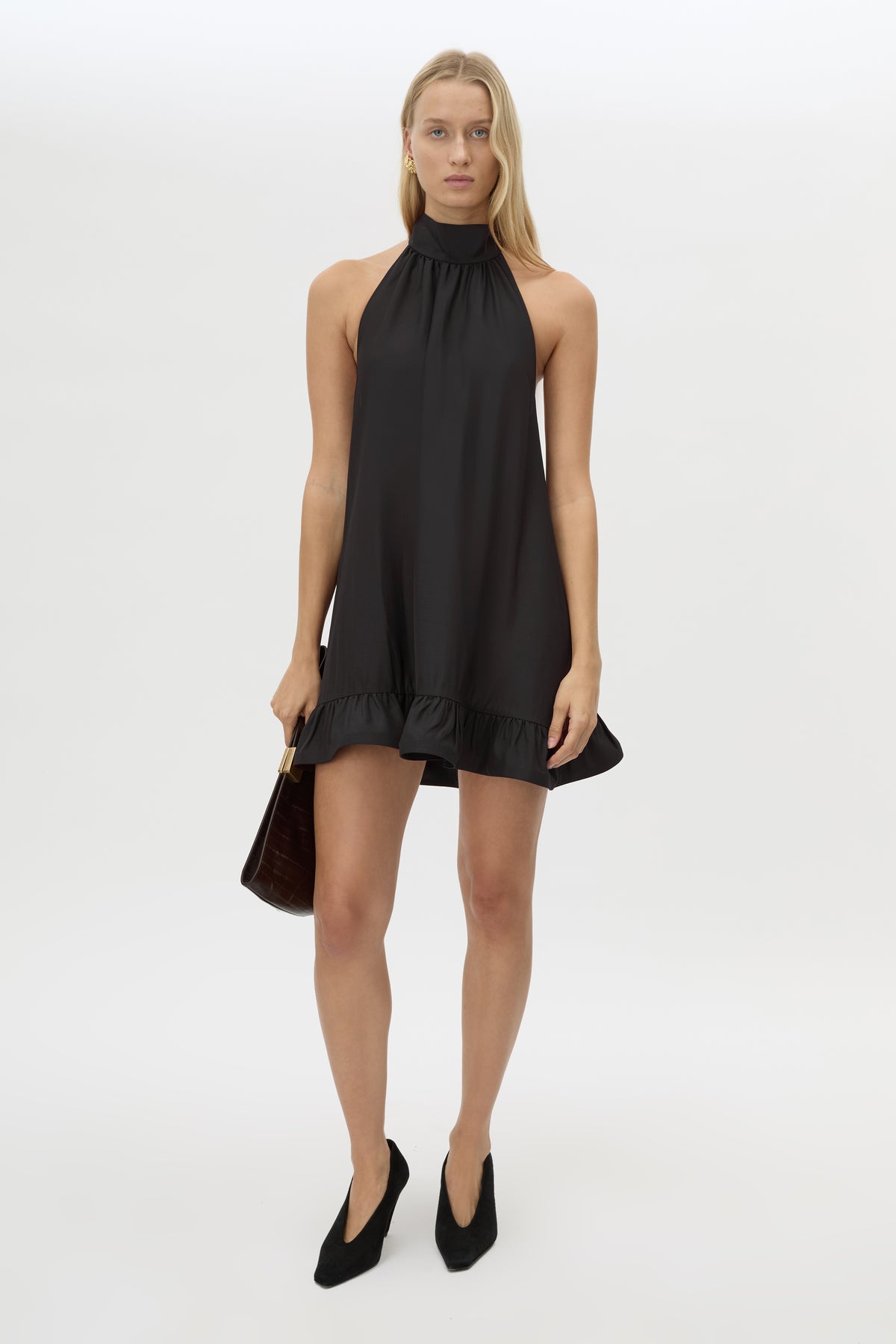 Elsen Halter Mini Dress in Black