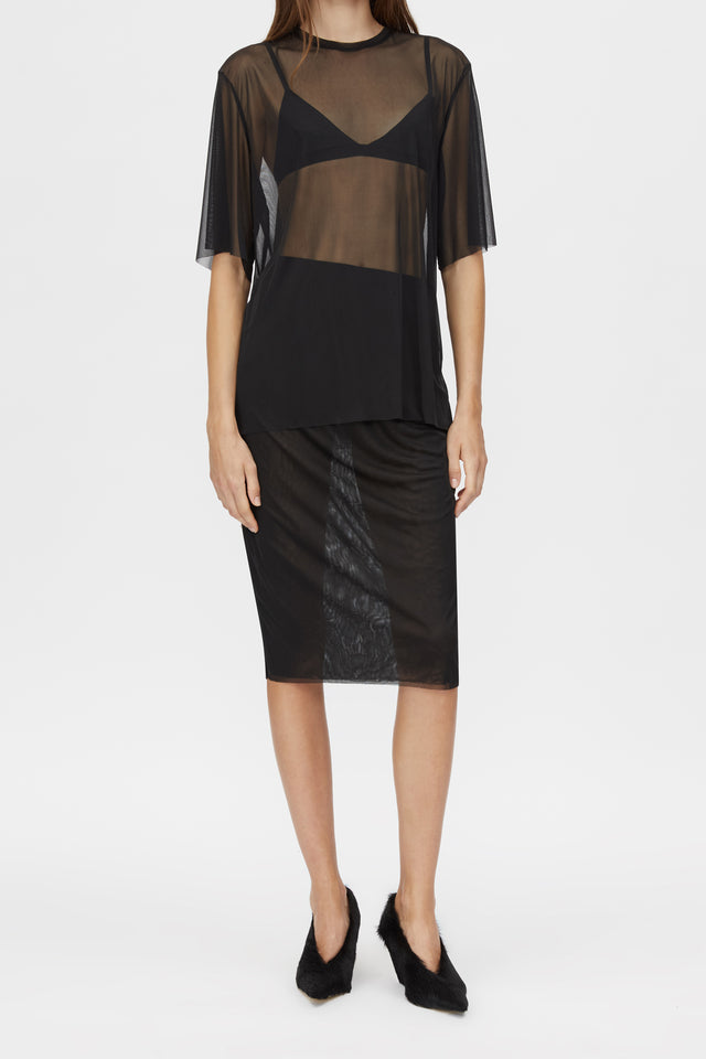 sheer top and skirt