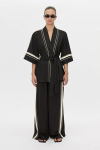 Front view CAMILLA AND MARC wide-leg Enna Pant in black with an elasticated high‑waistband.