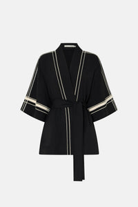 Ghost view CAMILLA AND MARC relaxed Enna Robe in black with embroidery detail.