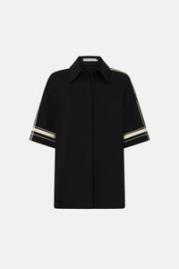 Ghost view CAMILLA AND MARC relaxed Enna Shirt in black with embroidery detail.