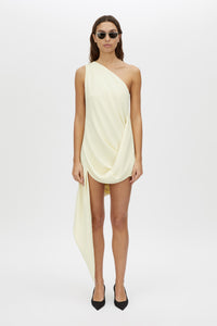 Eon Dress - CAMILLA AND MARC Eon asymmetric draped one-shoulder mini dress in lemon yellow
