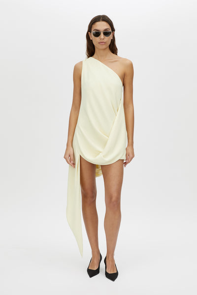 Eon Mini Draped Dress in Lemon Yellow - CAMILLA AND MARC C&M Eon Mini Draped Dress in Lemon Yellow - CAMILLA AND MARC C&M