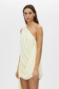 Eon Dress - CAMILLA AND MARC Eon asymmetric draped one-shoulder mini dress in lemon yellow