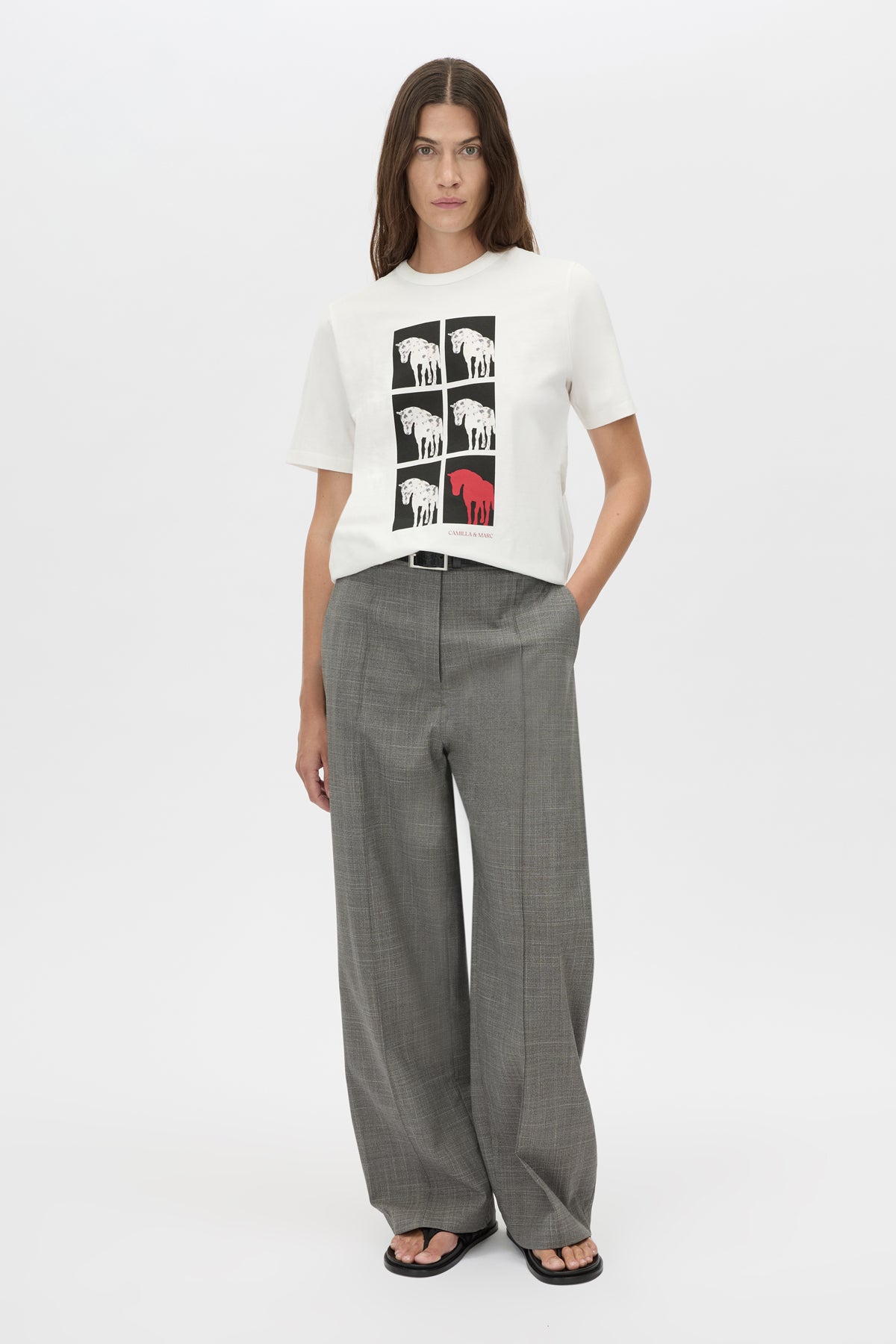 Equine Lunar Tee - CAMILLA AND MARC Equine lunar new year white tee with plastisol printed horse artwork