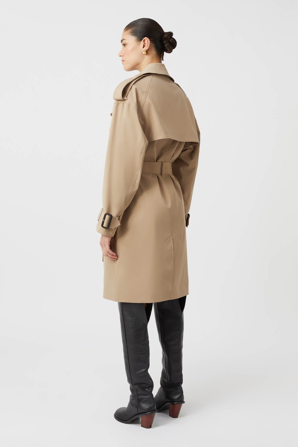 Evans Classic Knee Length Trench - CAMILLA AND MARC Evans knee-length twill trench coat in sand brown
