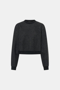Ghost view CAMILLA AND MARC Everett Sweater in Black with cropped speckled fleece and relaxed turtle‑neck silhouette.  