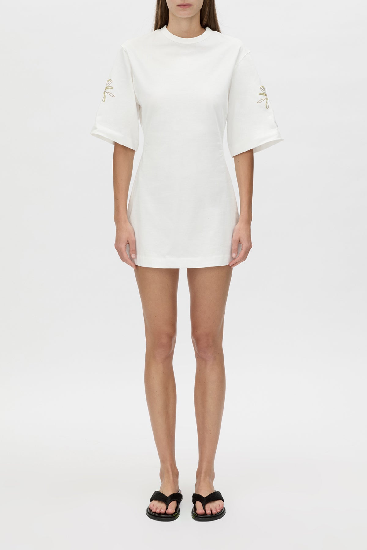 Eviva Embroidered Mini Dress in Soft White - CAMILLA AND MARC® C&M