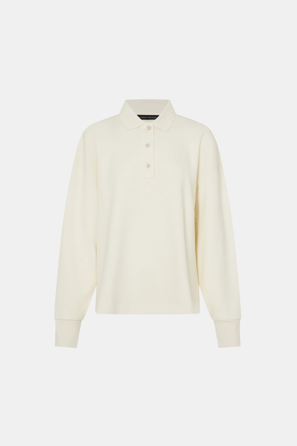 Figura Button Down Monogram Fleece in Cream - CAMILLA AND