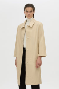 Cropped view CAMILLA AND MARC Florent mid length coat in latte.