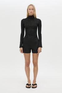 Front view CAMILLA AND MARC Floret Tailored Short in Black featuring a tailored silhouette and buckle detailing.