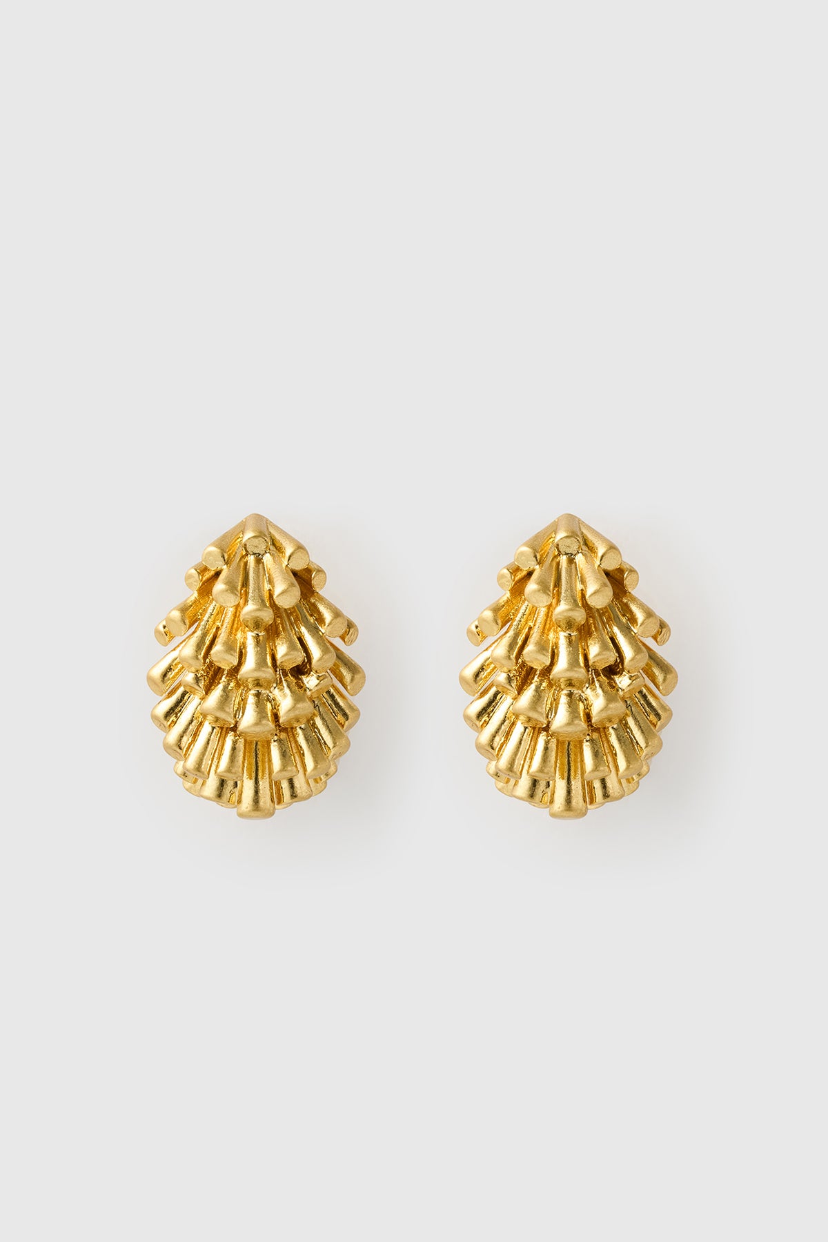 Front view CAMILLA AND MARC Friesian Earrings with worn look 18k gold plating. 