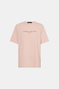 Ghiberti Logo Tee - CAMILLA AND MARC Ghiberti pink relaxed short-sleeve t-shirt with ribbed crew neckline and light plas