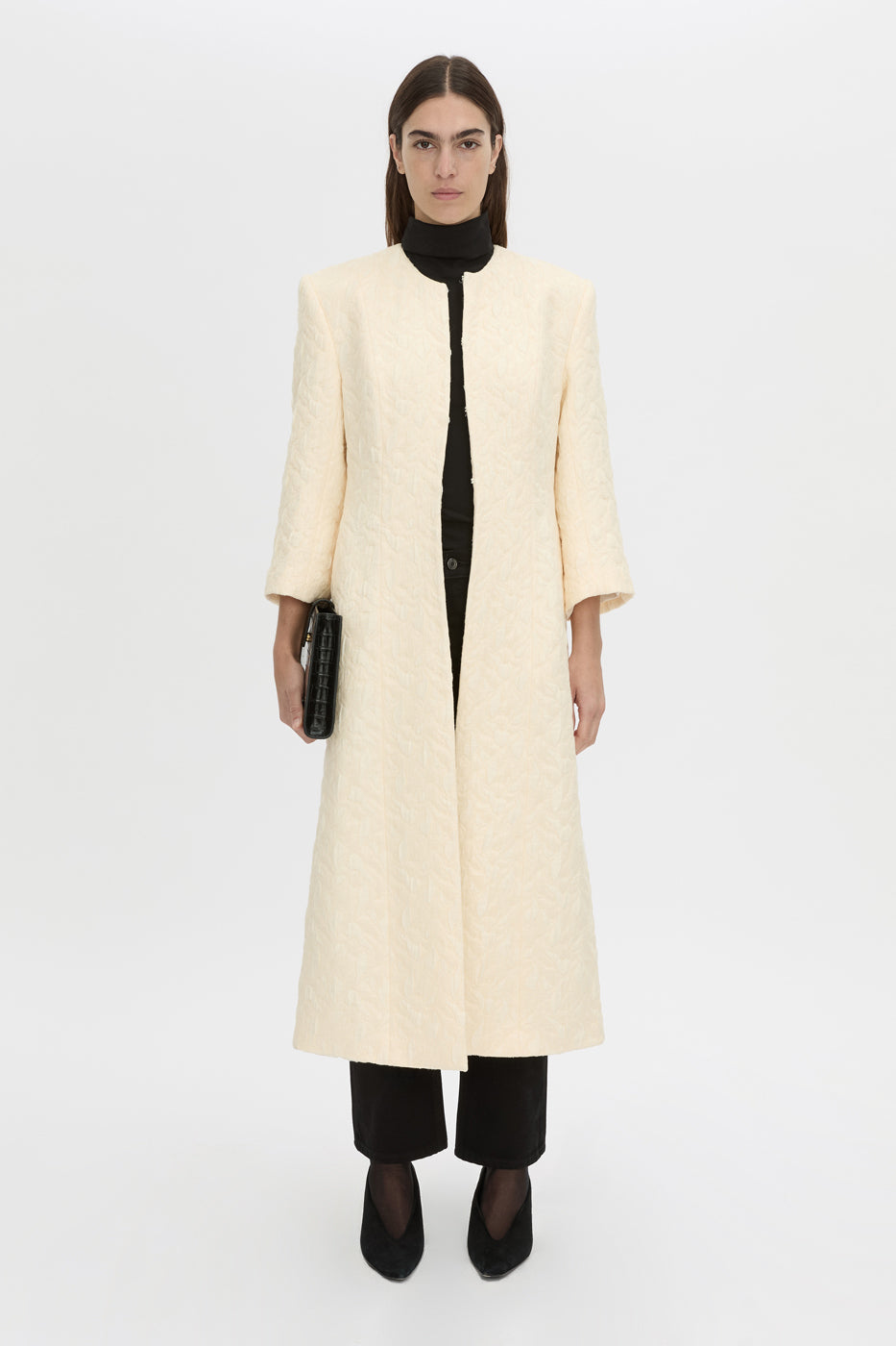 Front styled view CAMILLA AND MARC Gracia coat in cream.