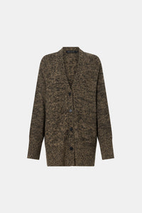 Ghost view CAMILLA AND MARC Hal Knit Boyfriend Cardigan in honey black with V neck and button front.