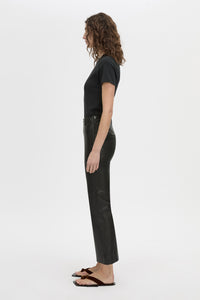 Side view CAMILLA AND MARC Haru leather pant in black.
