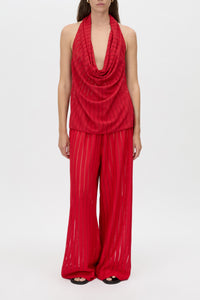 Imara Top - CAMILLA AND MARC Imara deep cowl-neck halter top in red with high side-seam splits