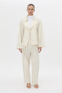 Front view CAMILLA AND MARC Inca Belted Wrap Jacket in ivory.