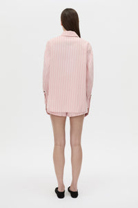 Back view CAMILLA AND MARC Jenie stripe shirt in light rose stripe.
