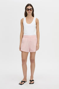 Front view CAMILLA AND MARC Jenie short in light rose stripe.
