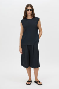 Kenya Top - CAMILLA AND MARC Kenya bias cut navy shell top with a dropped shoulder silhouette