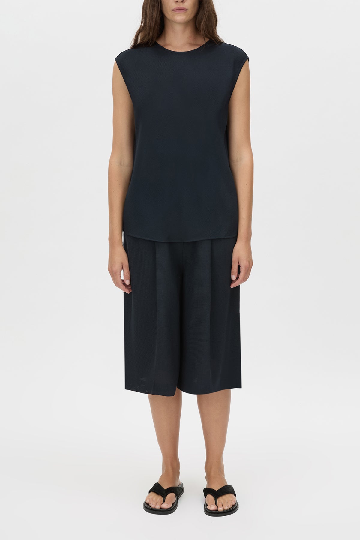 Kenya Top - CAMILLA AND MARC Kenya bias cut navy shell top with a dropped shoulder silhouette