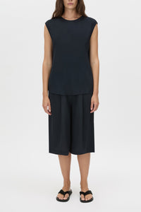 Kenya Top - CAMILLA AND MARC Kenya bias cut navy shell top with a dropped shoulder silhouette