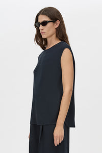 Kenya Top - CAMILLA AND MARC Kenya bias cut navy shell top with a dropped shoulder silhouette