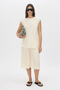 Kenya Top - CAMILLA AND MARC Kenya bias cut white shell top with a dropped shoulder silhouette