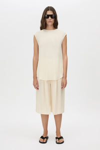 Kenya Top - CAMILLA AND MARC Kenya bias cut white shell top with a dropped shoulder silhouette
