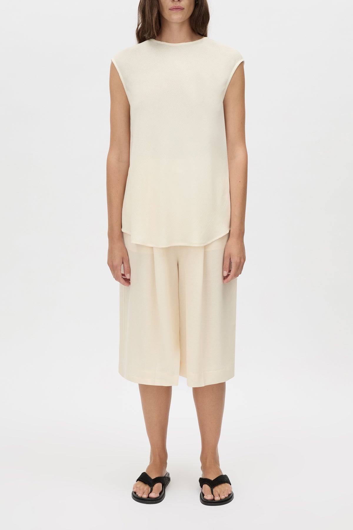 Kenya Top - CAMILLA AND MARC Kenya bias cut white shell top with a dropped shoulder silhouette