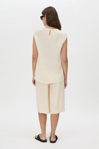 Kenya Top - CAMILLA AND MARC Kenya bias cut white shell top with a dropped shoulder silhouette