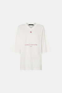 Ghost view CAMILLA AND MARC Larissa logo jersey tee in white.