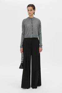 Front-styled view CAMILLA AND MARC Leona knit cardigan in charcoal marle.