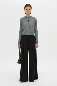 Front view CAMILLA AND MARC Leona knit cardigan in charcoal marle.