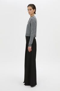 Side view CAMILLA AND MARC Leona knit cardigan in charcoal marle.