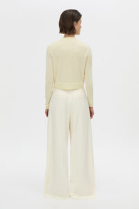 Back view CAMILLA AND MARC Leona knit cardigan in soft lemon.